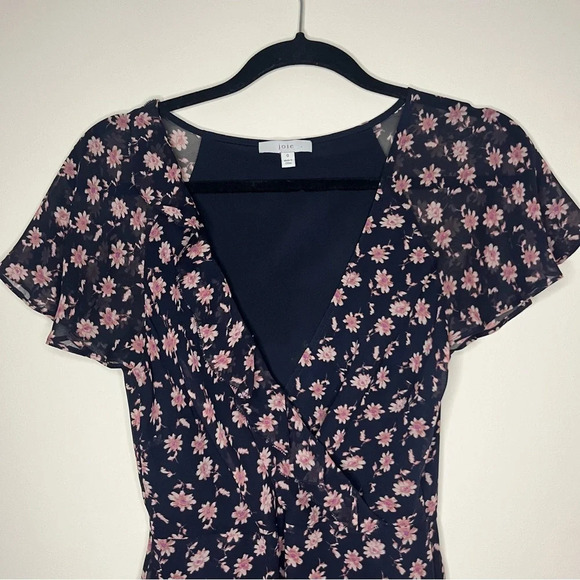 JOIE Orita 100% Silk Floral Ruffles Surplice Midi Dress - Picture 6 of 12